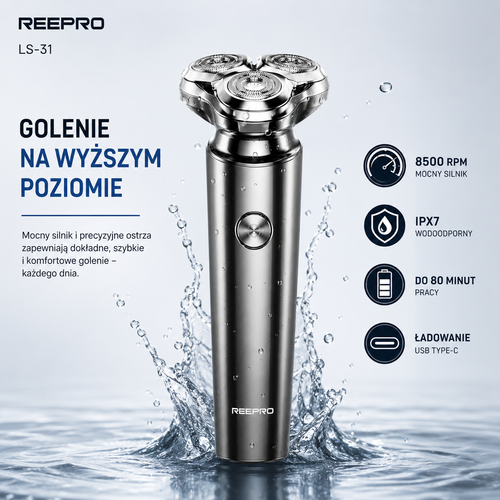 Afeitadora Eléctrica para Hombre 8500 RPM Resistente al Agua IPX7